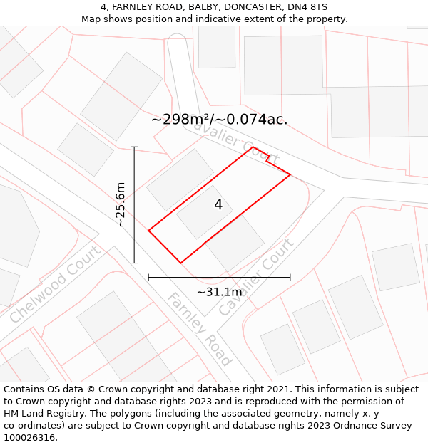 4, FARNLEY ROAD, BALBY, DONCASTER, DN4 8TS: Plot and title map