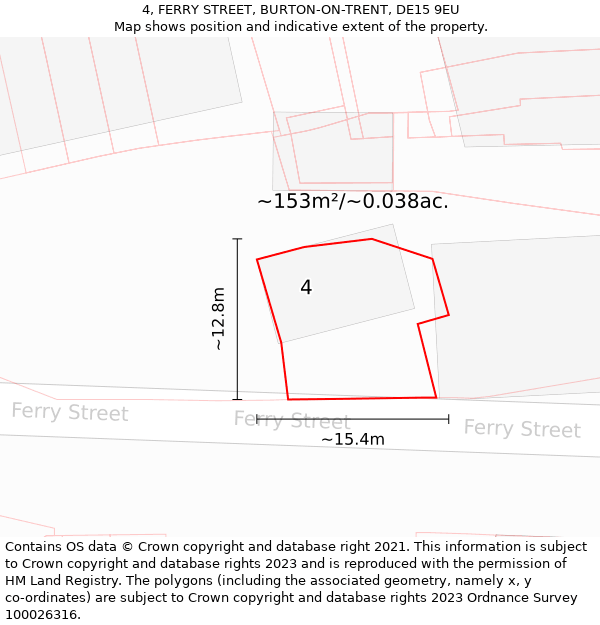 4, FERRY STREET, BURTON-ON-TRENT, DE15 9EU: Plot and title map