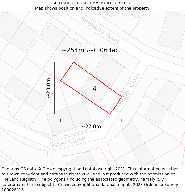 4, FISHER CLOSE, HAVERHILL, CB9 0LZ: Plot and title map