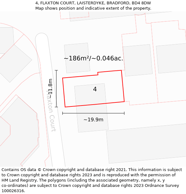 4, FLAXTON COURT, LAISTERDYKE, BRADFORD, BD4 8DW: Plot and title map