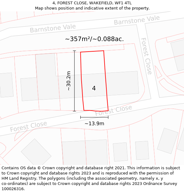 4, FOREST CLOSE, WAKEFIELD, WF1 4TL: Plot and title map