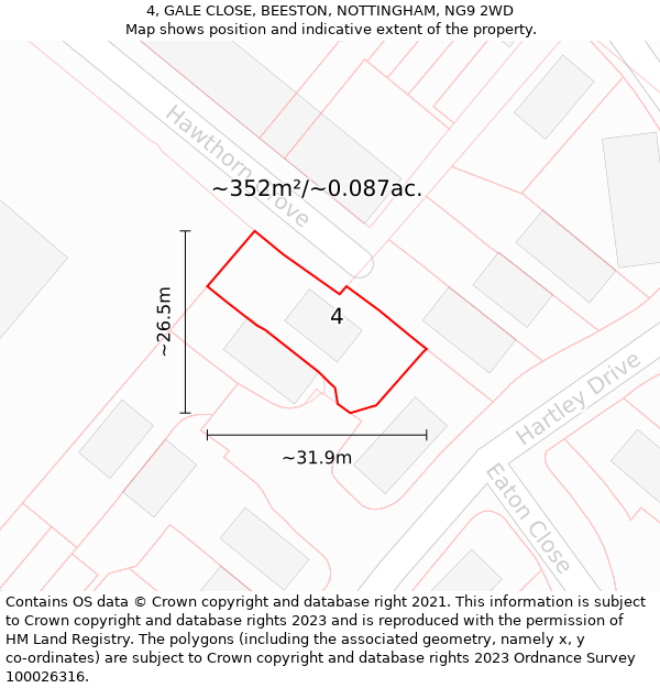 4, GALE CLOSE, BEESTON, NOTTINGHAM, NG9 2WD: Plot and title map