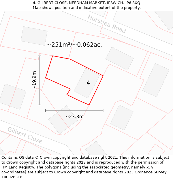 4, GILBERT CLOSE, NEEDHAM MARKET, IPSWICH, IP6 8XQ: Plot and title map