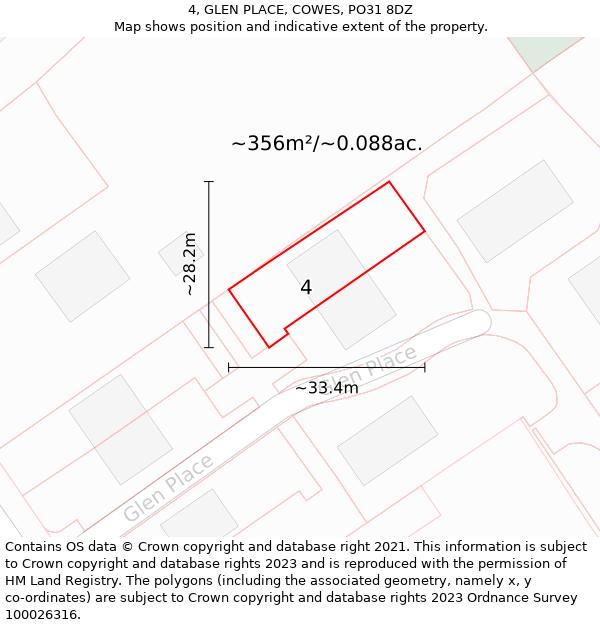 4, GLEN PLACE, COWES, PO31 8DZ: Plot and title map