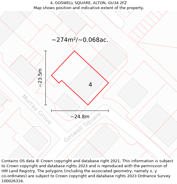 4, GOSWELL SQUARE, ALTON, GU34 2FZ: Plot and title map