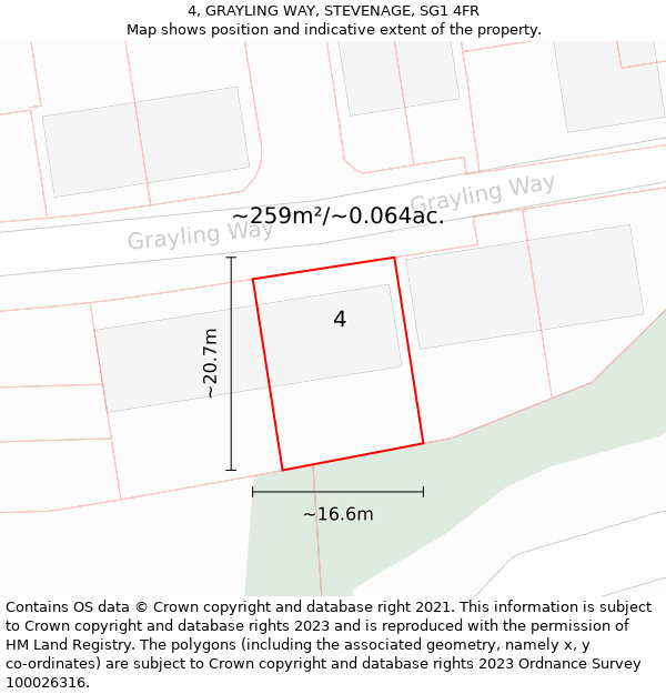 4, GRAYLING WAY, STEVENAGE, SG1 4FR: Plot and title map