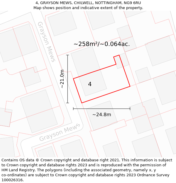 4, GRAYSON MEWS, CHILWELL, NOTTINGHAM, NG9 6RU: Plot and title map