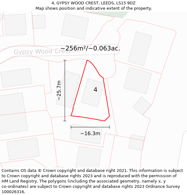 4, GYPSY WOOD CREST, LEEDS, LS15 9DZ: Plot and title map