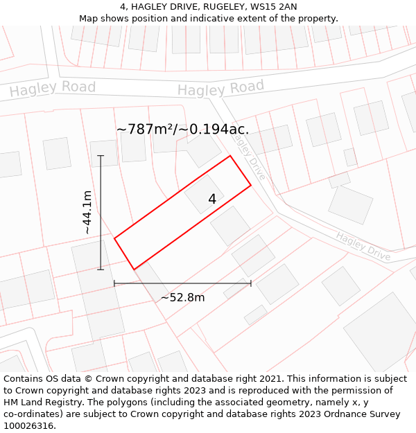 4, HAGLEY DRIVE, RUGELEY, WS15 2AN: Plot and title map