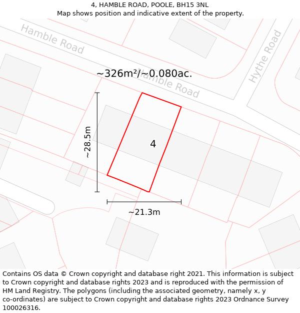 4, HAMBLE ROAD, POOLE, BH15 3NL: Plot and title map