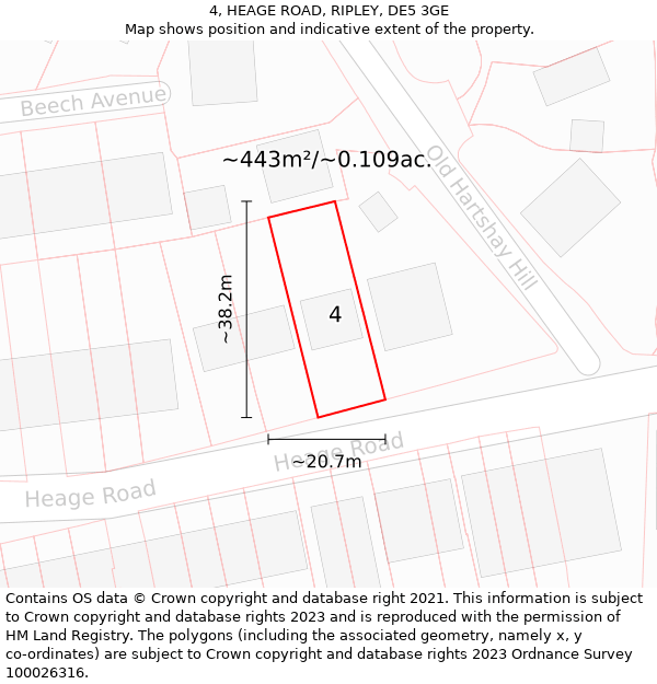 4, HEAGE ROAD, RIPLEY, DE5 3GE: Plot and title map