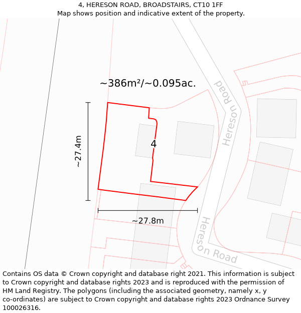 4, HERESON ROAD, BROADSTAIRS, CT10 1FF: Plot and title map