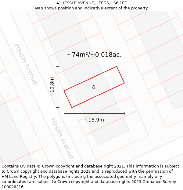 4, HESSLE AVENUE, LEEDS, LS6 1EF: Plot and title map