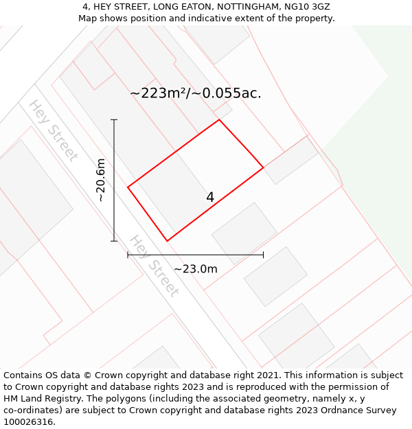 4, HEY STREET, LONG EATON, NOTTINGHAM, NG10 3GZ: Plot and title map