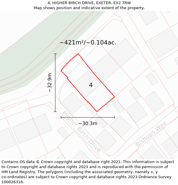 4, HIGHER BIRCH DRIVE, EXETER, EX2 7RW: Plot and title map