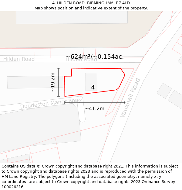 4, HILDEN ROAD, BIRMINGHAM, B7 4LD: Plot and title map