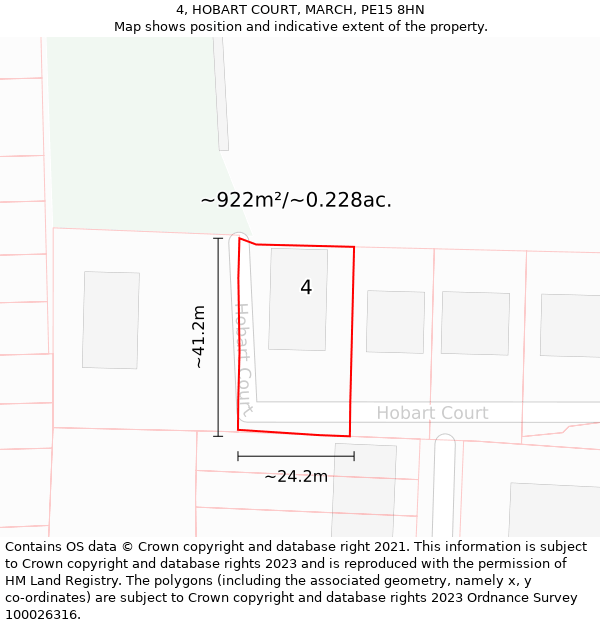 4, HOBART COURT, MARCH, PE15 8HN: Plot and title map