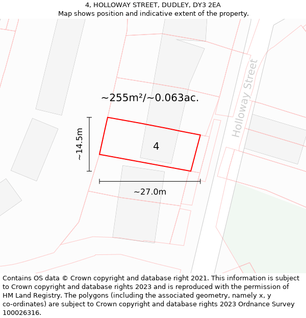 4, HOLLOWAY STREET, DUDLEY, DY3 2EA: Plot and title map