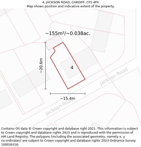 4, JACKSON ROAD, CARDIFF, CF5 4PX: Plot and title map