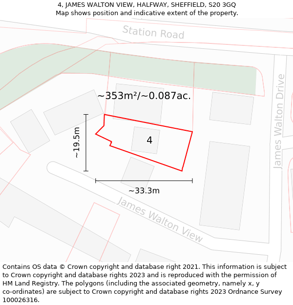 4, JAMES WALTON VIEW, HALFWAY, SHEFFIELD, S20 3GQ: Plot and title map