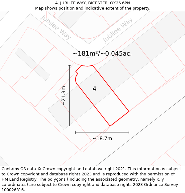 4, JUBILEE WAY, BICESTER, OX26 6PN: Plot and title map