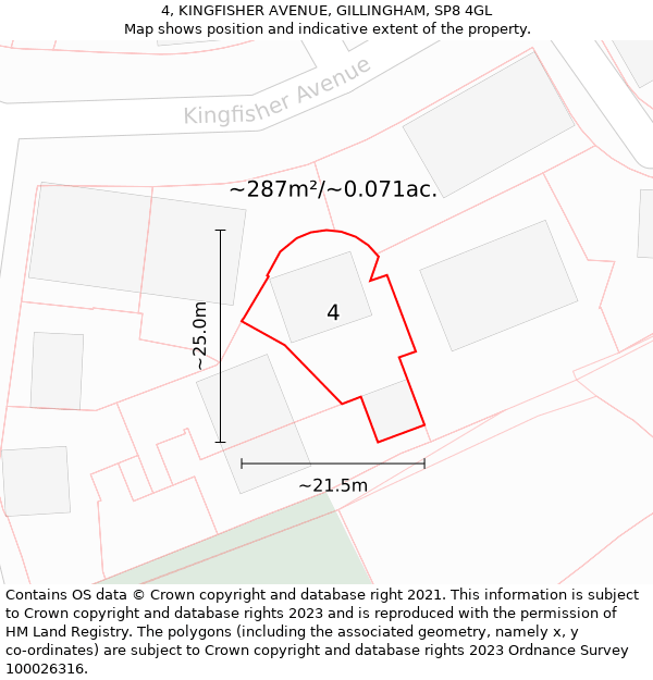 4, KINGFISHER AVENUE, GILLINGHAM, SP8 4GL: Plot and title map