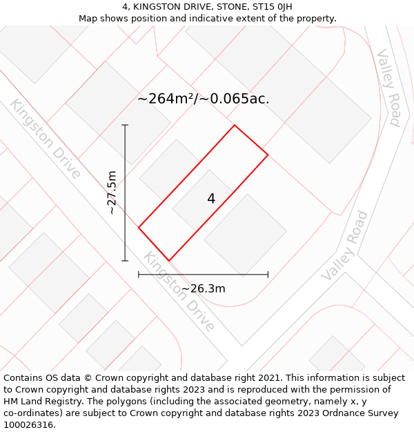 4, KINGSTON DRIVE, STONE, ST15 0JH: Plot and title map