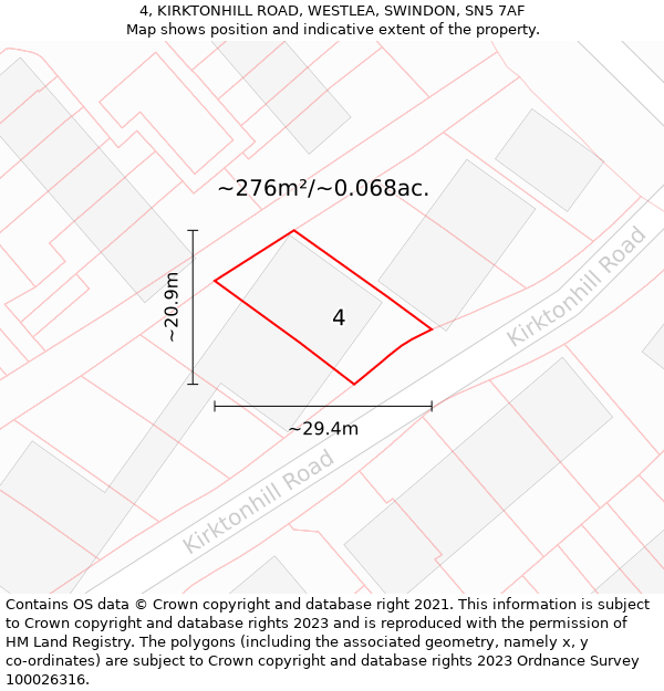 4, KIRKTONHILL ROAD, WESTLEA, SWINDON, SN5 7AF: Plot and title map