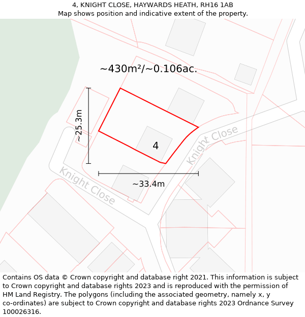 4, KNIGHT CLOSE, HAYWARDS HEATH, RH16 1AB: Plot and title map