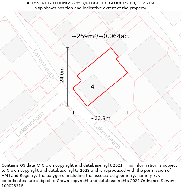 4, LAKENHEATH KINGSWAY, QUEDGELEY, GLOUCESTER, GL2 2DX: Plot and title map