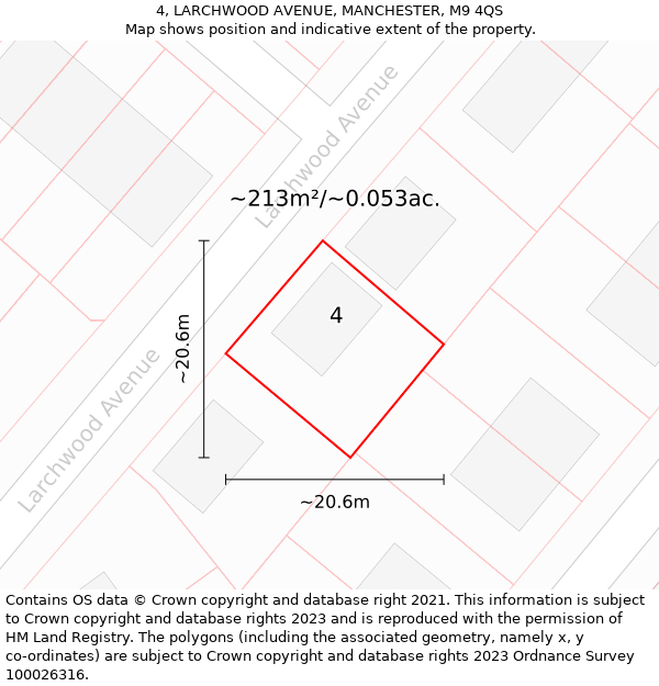 4, LARCHWOOD AVENUE, MANCHESTER, M9 4QS: Plot and title map