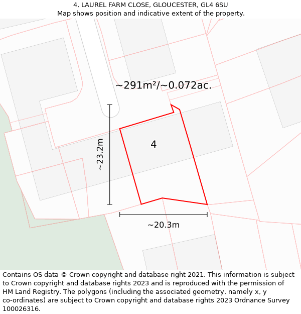 4, LAUREL FARM CLOSE, GLOUCESTER, GL4 6SU: Plot and title map