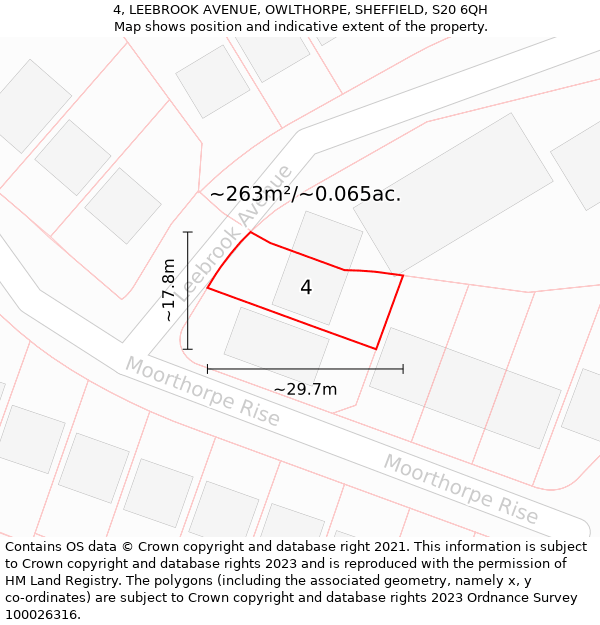4, LEEBROOK AVENUE, OWLTHORPE, SHEFFIELD, S20 6QH: Plot and title map