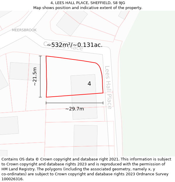 4, LEES HALL PLACE, SHEFFIELD, S8 9JG: Plot and title map