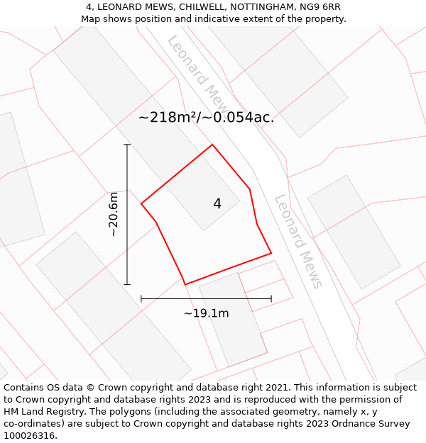 4, LEONARD MEWS, CHILWELL, NOTTINGHAM, NG9 6RR: Plot and title map