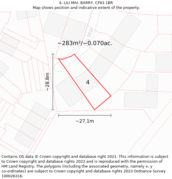 4, LILI MAI, BARRY, CF63 1BR: Plot and title map