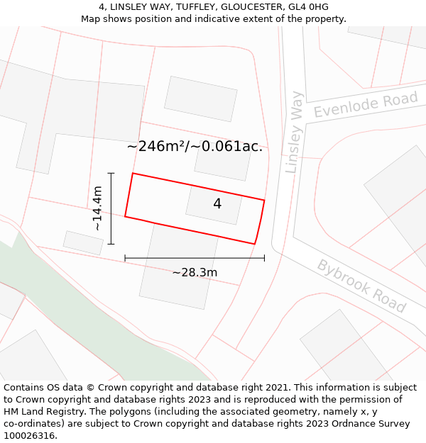 4, LINSLEY WAY, TUFFLEY, GLOUCESTER, GL4 0HG: Plot and title map