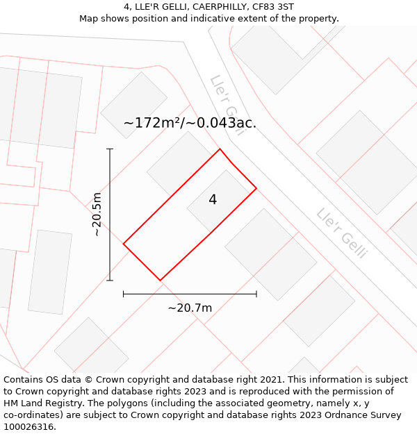 4, LLE'R GELLI, CAERPHILLY, CF83 3ST: Plot and title map