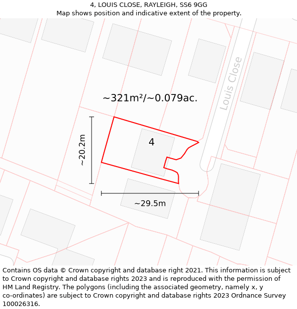 4, LOUIS CLOSE, RAYLEIGH, SS6 9GG: Plot and title map