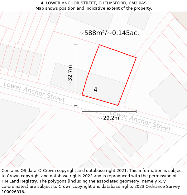 4, LOWER ANCHOR STREET, CHELMSFORD, CM2 0AS: Plot and title map