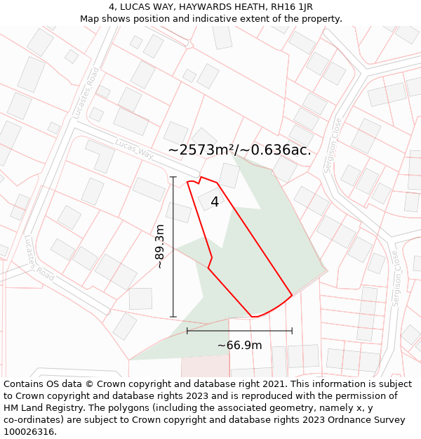 4, LUCAS WAY, HAYWARDS HEATH, RH16 1JR: Plot and title map