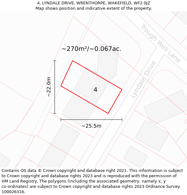 4, LYNDALE DRIVE, WRENTHORPE, WAKEFIELD, WF2 0JZ: Plot and title map