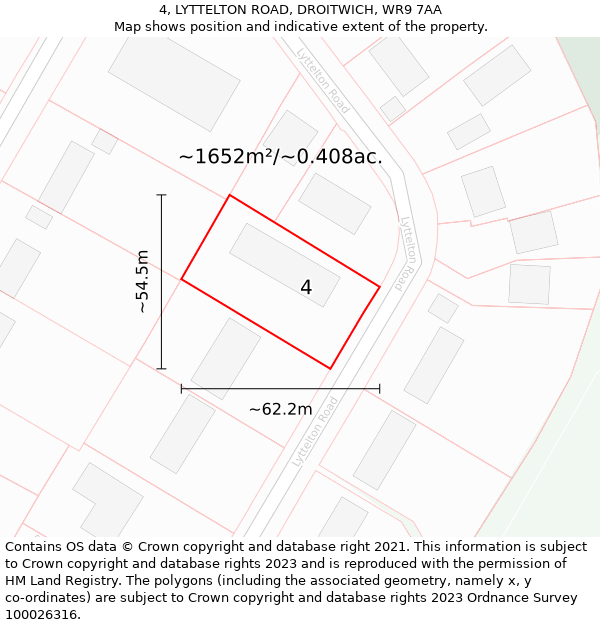 4, LYTTELTON ROAD, DROITWICH, WR9 7AA: Plot and title map