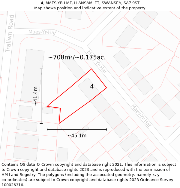 4, MAES YR HAF, LLANSAMLET, SWANSEA, SA7 9ST: Plot and title map