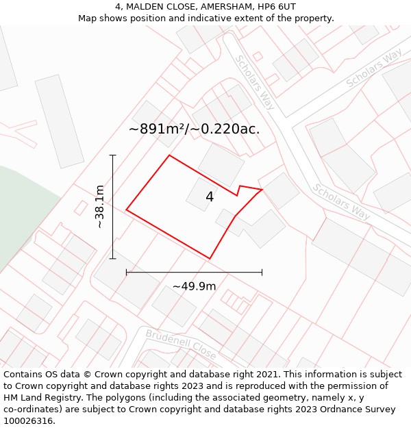 4, MALDEN CLOSE, AMERSHAM, HP6 6UT: Plot and title map