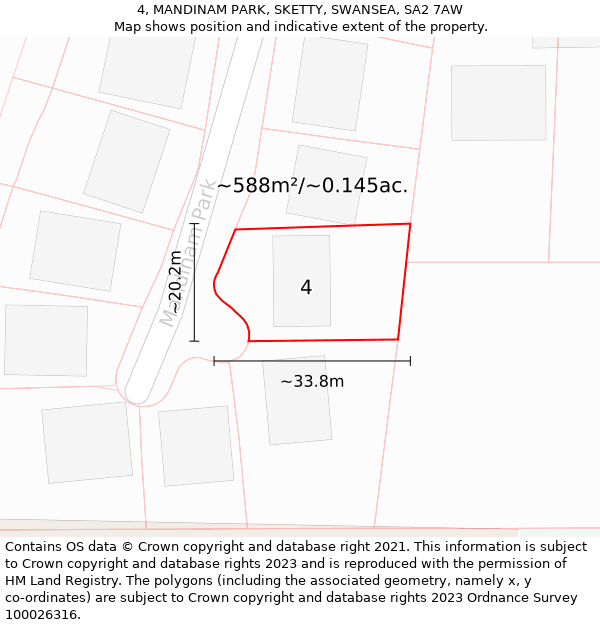 4, MANDINAM PARK, SKETTY, SWANSEA, SA2 7AW: Plot and title map