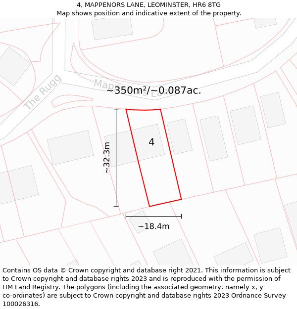 4, MAPPENORS LANE, LEOMINSTER, HR6 8TG: Plot and title map