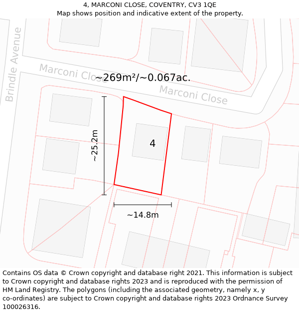 4, MARCONI CLOSE, COVENTRY, CV3 1QE: Plot and title map