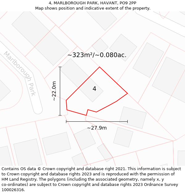 4, MARLBOROUGH PARK, HAVANT, PO9 2PP: Plot and title map