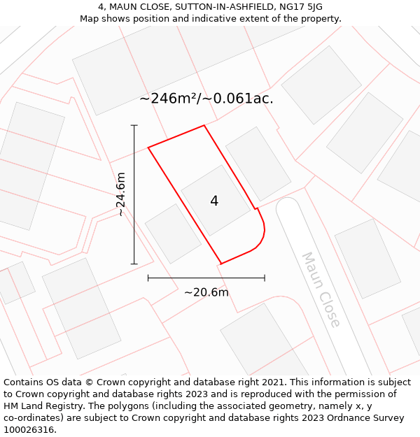 4, MAUN CLOSE, SUTTON-IN-ASHFIELD, NG17 5JG: Plot and title map